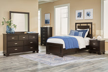 Load image into Gallery viewer, Covetown Twin Panel Bed with Mirrored Dresser, Chest and 2 Nightstands
