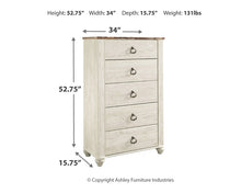 Load image into Gallery viewer, Willowton Twin Panel Headboard with Mirrored Dresser, Chest and 2 Nightstands

