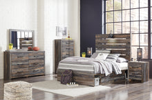 Load image into Gallery viewer, Drystan Twin Panel Bed with 2 Storage Drawers with Mirrored Dresser and Chest
