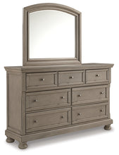 Load image into Gallery viewer, Lettner King Sleigh Bed with 2 Storage Drawers with Mirrored Dresser and Chest
