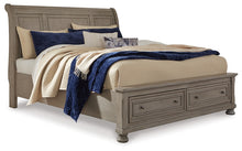 Load image into Gallery viewer, Lettner King Sleigh Bed with 2 Storage Drawers with Dresser
