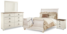 Load image into Gallery viewer, Willowton Queen Sleigh Bed with Mirrored Dresser and Nightstand
