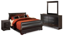 Load image into Gallery viewer, Huey Vineyard Full Sleigh Bed with Mirrored Dresser and Nightstand
