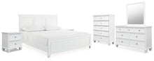 Load image into Gallery viewer, Fortman King Panel Bed with Mirrored Dresser, Chest and 2 Nightstands
